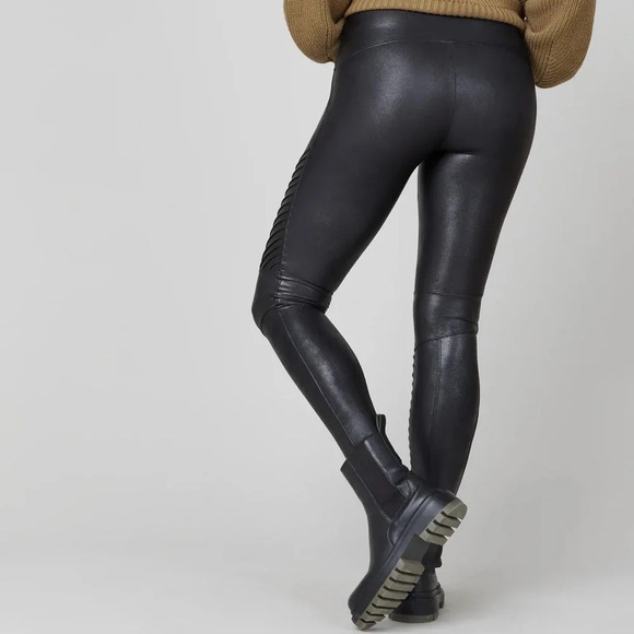 Spanx Faux Leather Moto Leggings Black Small - Picture 12 of 16
